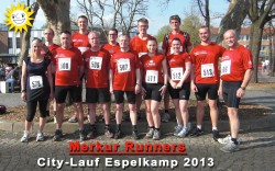 Die erfolgreichen Läuferinnen und Läufer der BSG Gauselmann e.V.: (v.l.n.r.) Sina Treichel, Jörn Horstmann, Robert Hill, Roland Faludi, Bernd Wiegmann, Michael Faludi, Rainer Backhaus, Nils Bielefeldt, Daniela Bäumer, Nicole Stierl, Björn Bünermann, Alexander Stierl, Thomas Stierl.