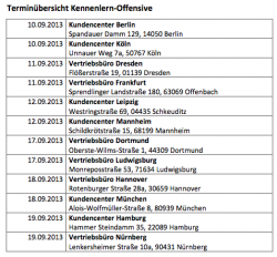 Terminübersicht Kennenlern-Offensive