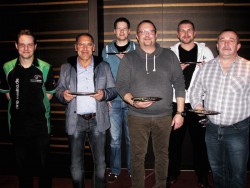 V.l.n.r.: Marcel Preußner (Poker-Team Ring Casino), Rolf Müller, Andreas Hubertz, Christian Balter, Tobias Schwartz, Franz Düx. (Foto: Spielbank Bad Neuenahr GmbH & Co. KG)