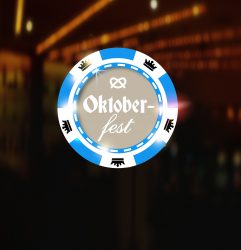 Casino chip on shining background with bokeh