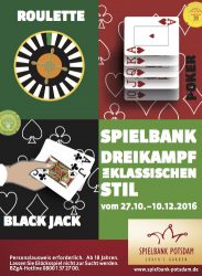 Key Visual und Anzeigenmotiv „Dreikampf“ der Spielbank Potsdam. (Grafik: BSB)