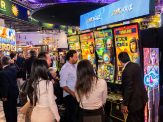 The modern 4-level jackpot system Link Wave attracted the attention of visitors to the ICE 2024, mainly because of its extraordinary features. (Photo: Merkur Group)