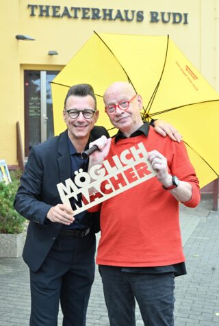 V.l.n.r.: Guido Gentzel (Möglichmacher, "Firebirds"), Ralf Herzog (Gründer Mimenstudio Dresden e.V.). Foto: Jürgen Männel 