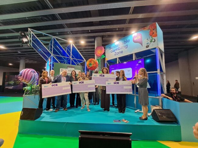 Safer gambling organisations from Europe and Latin America each received a €20,000 donation as the ICE Sustainable Gambling Zone opens in Barcelona. (Photo: Clarion Gaming)