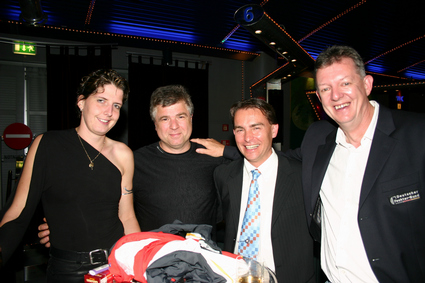 v.l. Medaillenhoffnung Imke Duplitzer, Martin Heidenreich, Piotr Sozanski und<br>Bundestrainer Manfred Kaspar. Foto Alexander Rietbrock.